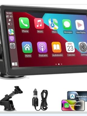 7" Black Car Stereo Touchscreen Receiver with Apple CarPlay & Android Auto